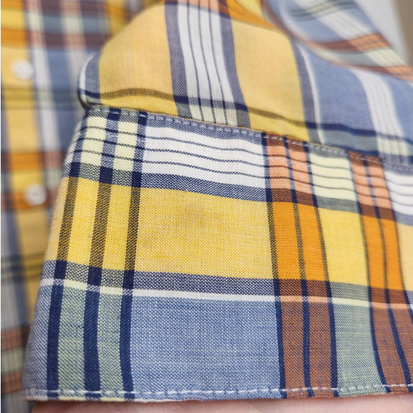 Vintage 70s Sears Sportswear Plaid Button Shirt Groovy Hippie Rockabilly VTG - Picture 8 of 11